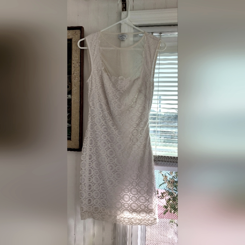 BEBE White Lace Mini Dress
